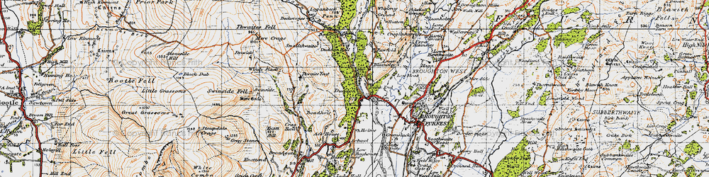 Old map of Duddon Bridge in 1947