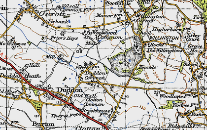 Old map of Duddon Common in 1947