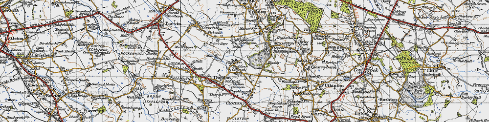 Old map of Duddon Common in 1947