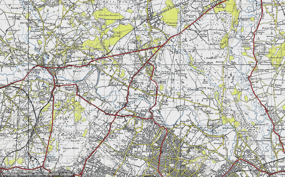 Old Map of Dudsbury, 1940 in 1940