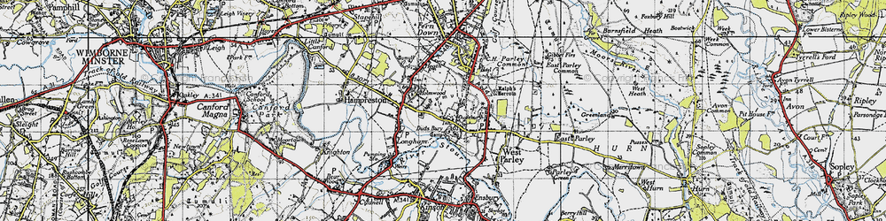 Old map of Dudsbury in 1940