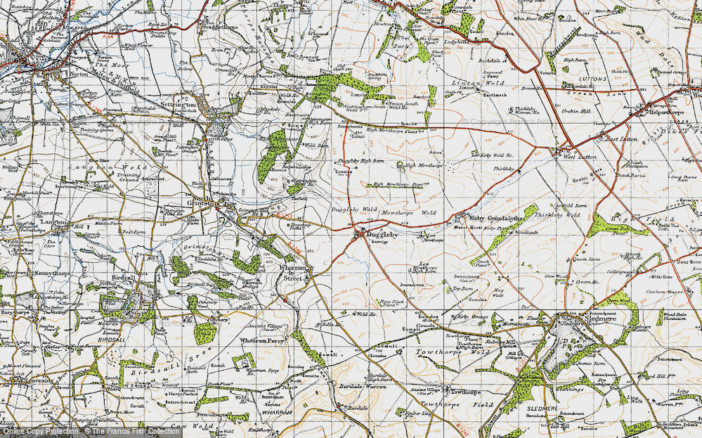 Old Map of Historic Map covering Duggleby Howe in 1947