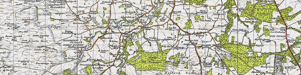 Old map of Acton Fell in 1947