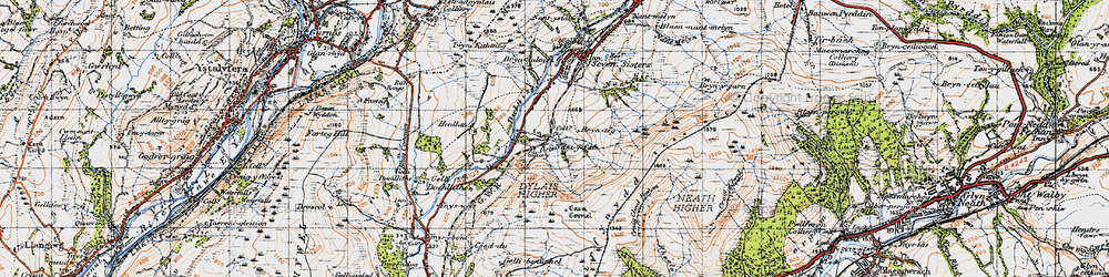 Old map of Dulais Valley in 1947