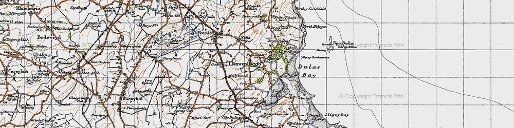 Old map of Ynys Dulas in 1947