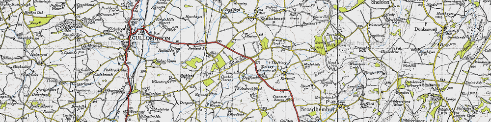 Old map of Dulford in 1946