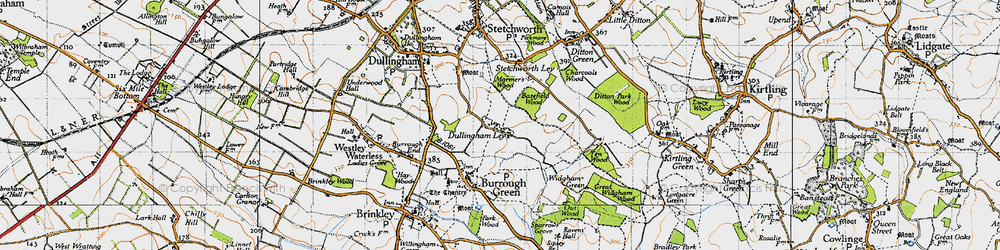 Old map of Dullingham Ley in 1946