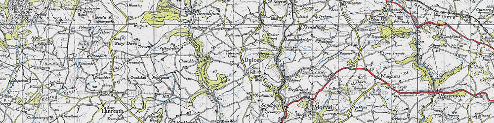 Old map of Bodbrane in 1946