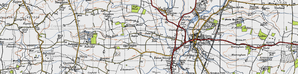 Old map of Duloe in 1946