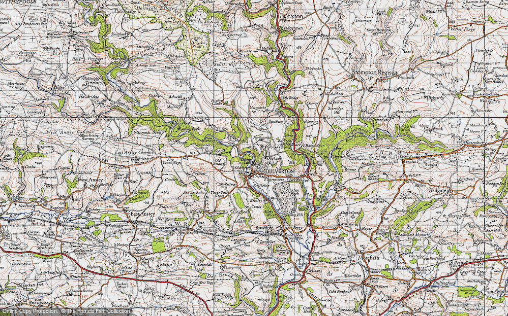 Old Map of Historic Map covering Highercombe in 1946