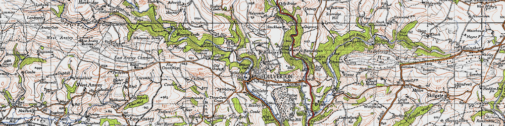 Old map of Highercombe in 1946
