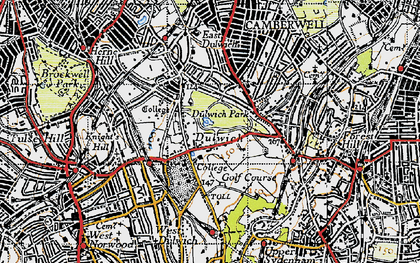 Old map of Dulwich Village in 1946