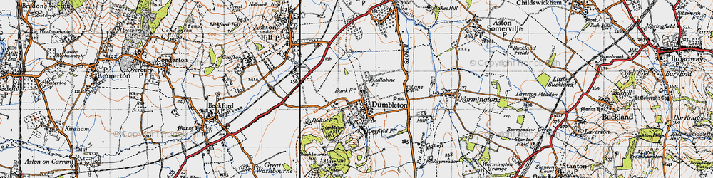 Old map of Dumbleton in 1946