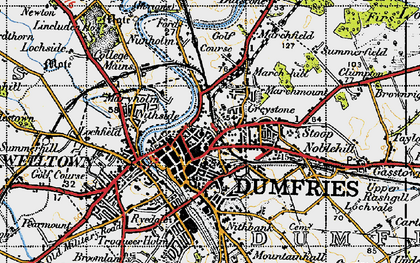 Old map of Dumfries in 1947