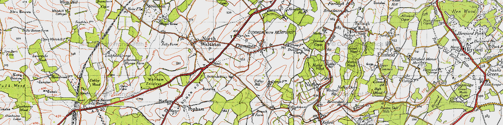 Old map of Dummer in 1945
