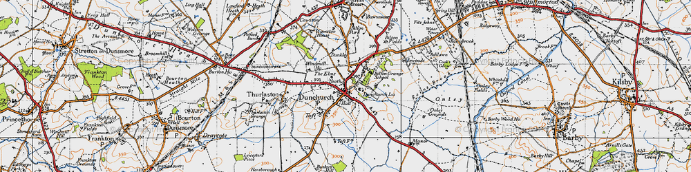 Old map of Dunchurch in 1946