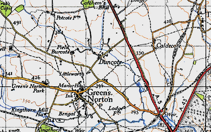 Old map of Duncote in 1946