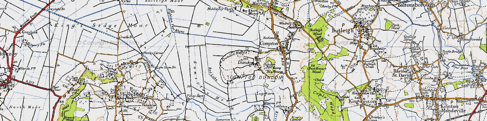 Old map of Dundon in 1945