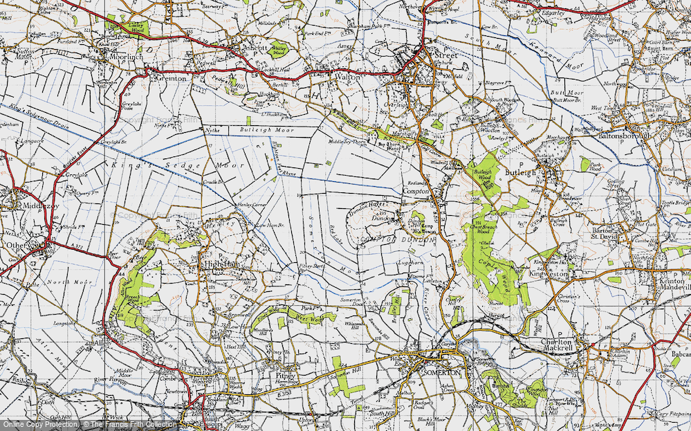 Old Map of Dundon Hayes, 1945 in 1945