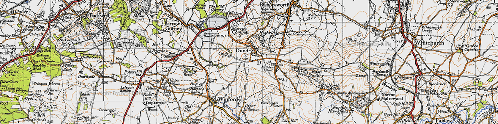 Old map of Dundry in 1946