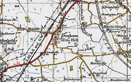Old map of Dunham-on-the-Hill in 1947