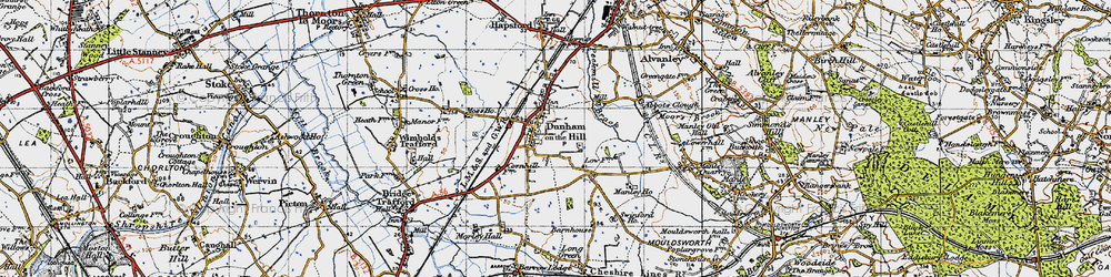 Old map of Dunham-on-the-Hill in 1947