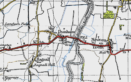 Old map of Dunham on Trent in 1947