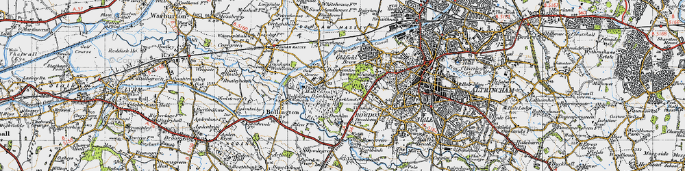 Old map of Dunham Town in 1947