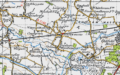 Old map of Dunham Woodhouses in 1947