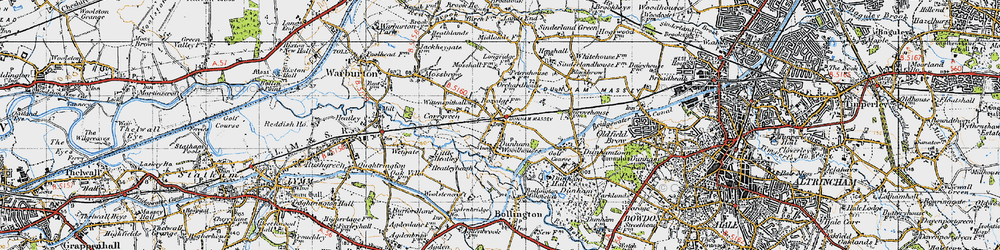 Old map of Dunham Woodhouses in 1947