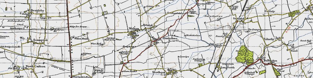 Old map of Dunholme in 1947