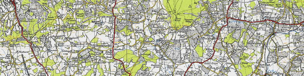 Old map of Dunk's Green in 1946