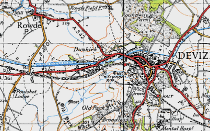 Old map of Dunkirk in 1940
