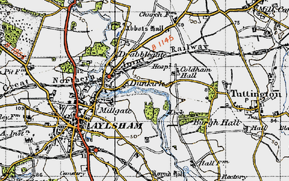 Old map of Dunkirk in 1945