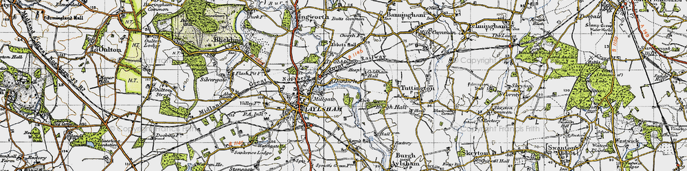 Old map of Dunkirk in 1945