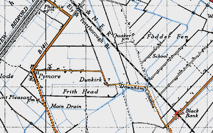 Old map of Dunkirk in 1946