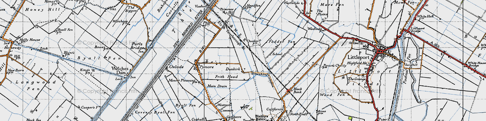 Old map of Dunkirk in 1946