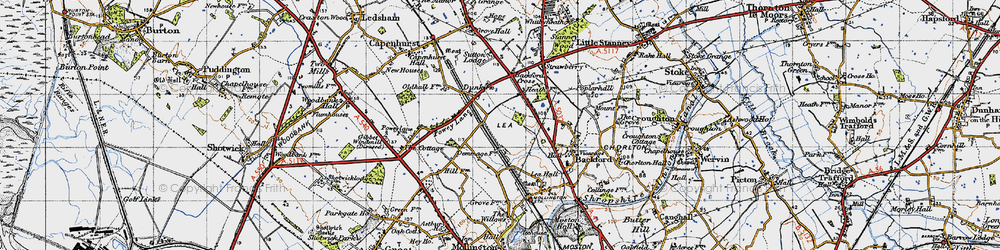 Old map of Dunkirk in 1947