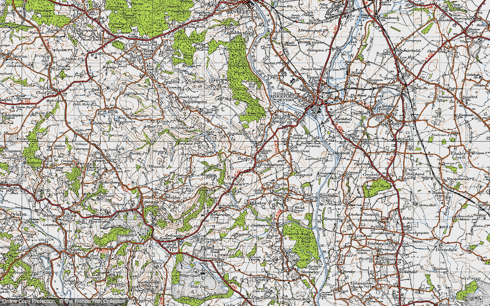 Old Map of Historic Map covering Areley Wood in 1947