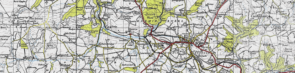 Old map of Boscarne Junction Station in 1946
