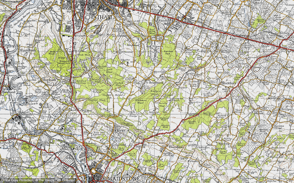 Old Map of Historic Map covering Monkdown Wood in 1946