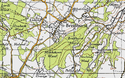 Old map of Monkdown Wood in 1946