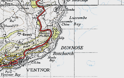 Old map of Dunnose in 1945