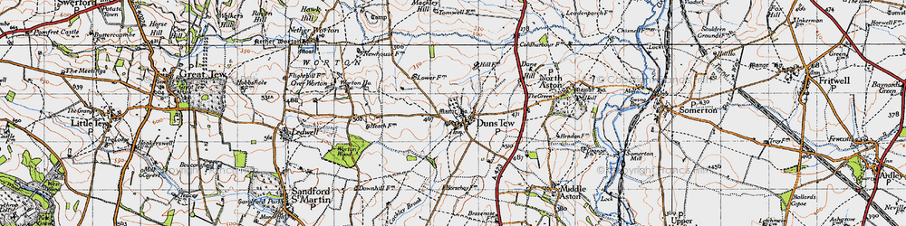Old map of Duns Tew in 1946