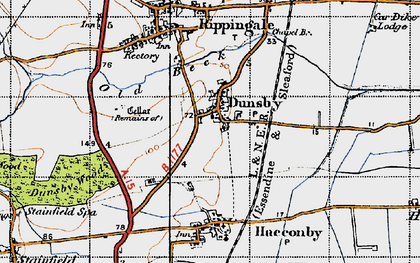 Old map of Dunsby in 1946