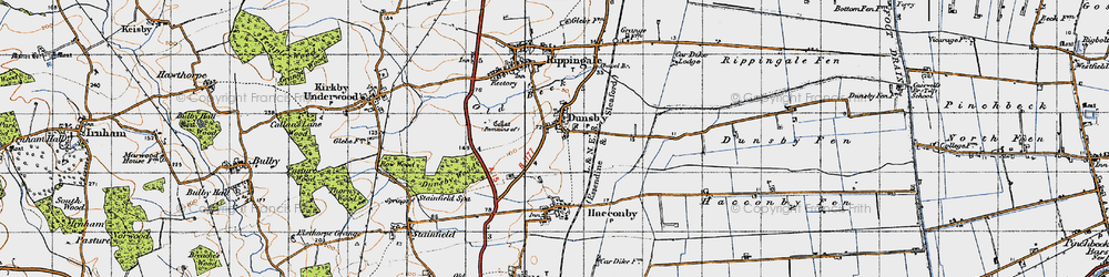 Old map of Dunsby in 1946
