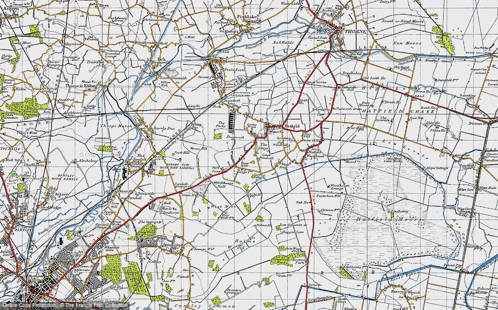 Old Map of Historic Map covering Lings Windmill in 1947