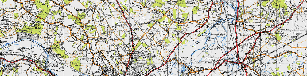 Old map of Dunsden Green in 1947