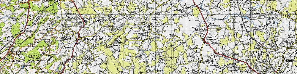 Old map of Dunsfold Common in 1940