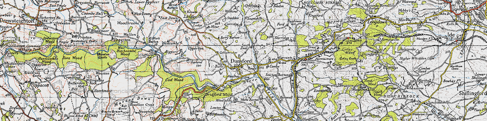 Old map of Dunsford in 1946